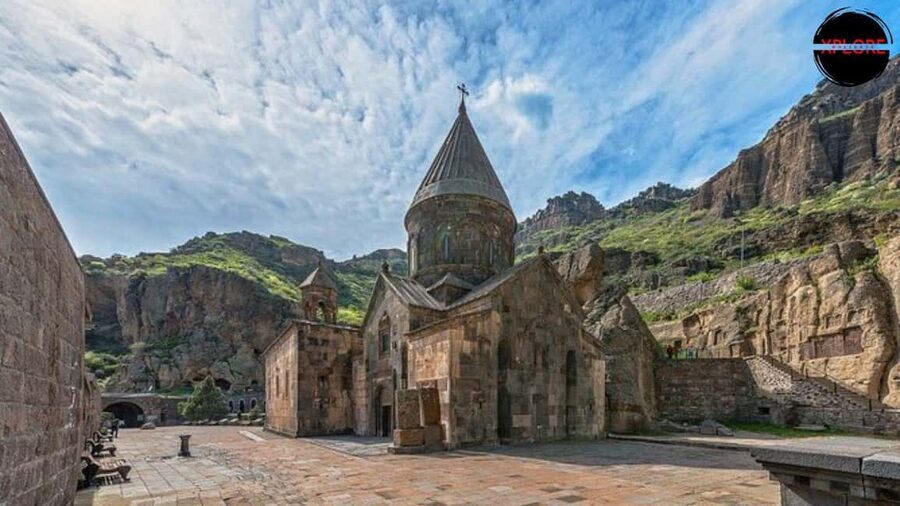 Garni, Geghard, Charent's Arch, Symphony + Lavash Baking - Charents Arch and the Mount Ararat view game