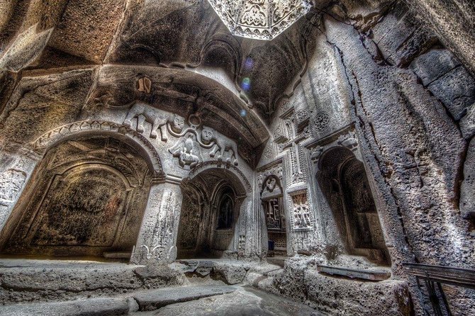 Garni, Geghard, Lake Sevan, Sevanavank Monastery - private tour from Yerevan - Geghard Monastery: Rock Cut, Holy Lance Legend, and Big Church Carvings